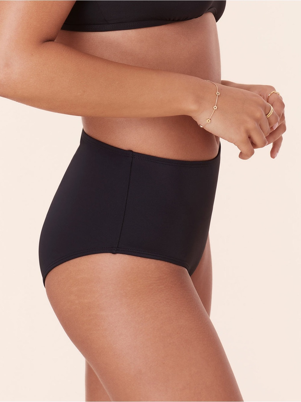 Andie High-Waist Bikini Bottoms in Black - Picture 4 of 7